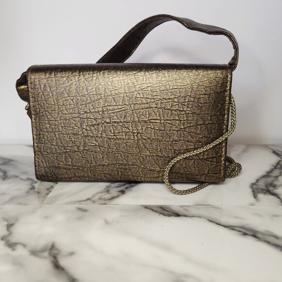 BIJOUX TERNER WOMENS SHINY GOLDEN BROWN CLUTCH BAG - Picture 6 of 13